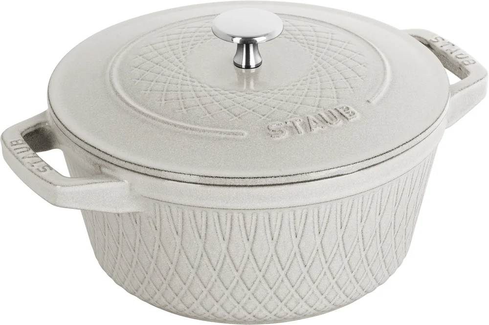 Litinový hrnec s poklicí Cocotte Twist, Ø 24 cm / 4,0 l, bílý lanýž