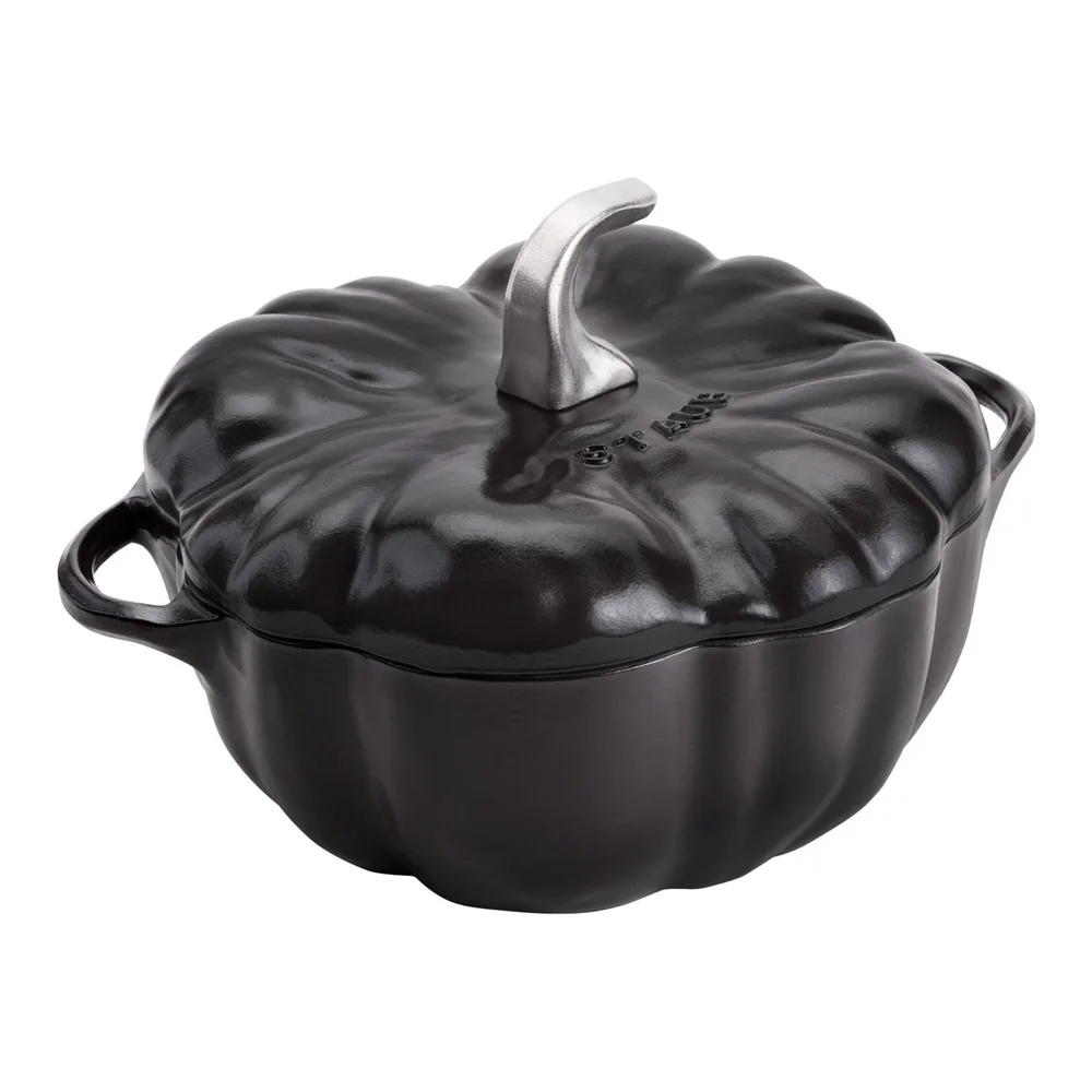 Litinový hrnec ve tvaru dýně s poklicí, 3,45 l / 24 cm, černá